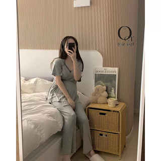 Bầu- Set thun cotton mặc áo ở nhà - basic phong cách Hàn Quốc