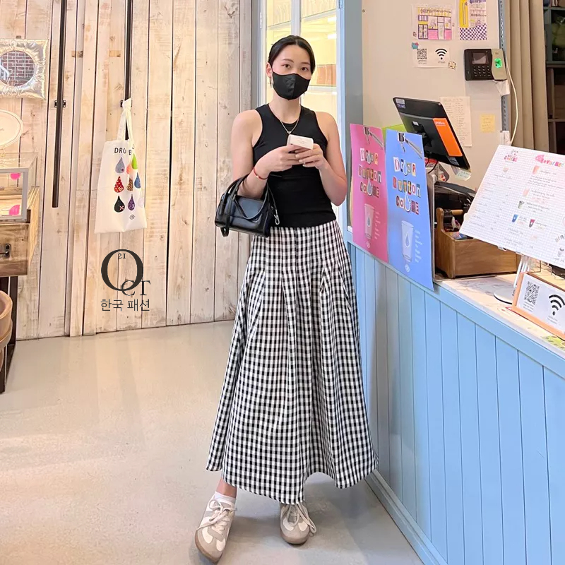 Chân váy chữ A dáng dài - phong cách ulzang Hàn Quốc