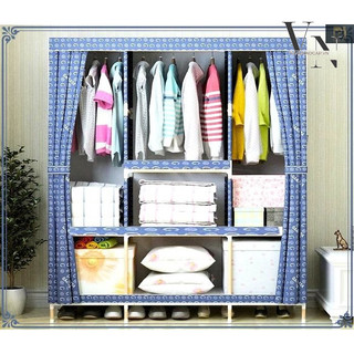 Tủ vải đựng quần áo tủ quần áo khung gỗ 3 buồng bọc nhựa vải cotton