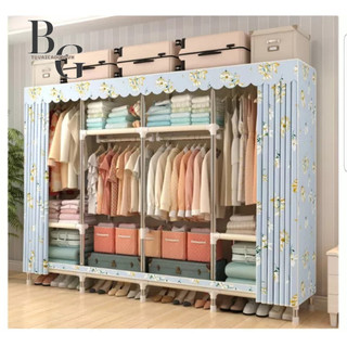Kệ Tủ Đựng Quần Áo Tủ Vải Khung Thép 4 Buồng 4 Thanh Treo Quần Áo Cỡ 2m1 Cực Lớn