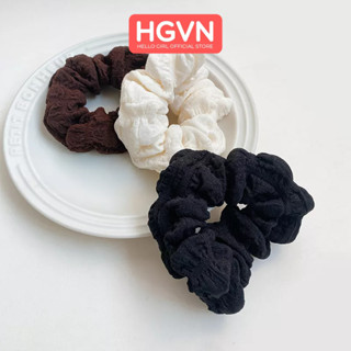 Dây Chun Thun Buộc Tóc Vòng Đeo Tay Vải Scrunchies Họa Tiết Xếp Ly HGVN Phong Cách Retro Hàn Quốc Dành Cho Bạn Nữ