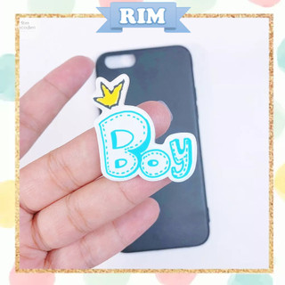 Mica nhựa - Chữ Boy - Phụ kiện trang trí điện thoại