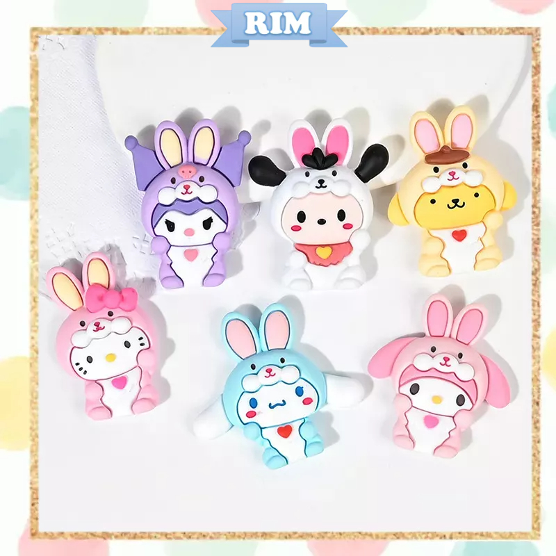 Charm LỚN - Sanrio mặc đồ thỏ - dùng trang trí ốp lưng điện thoại, slime, kẹp tóc