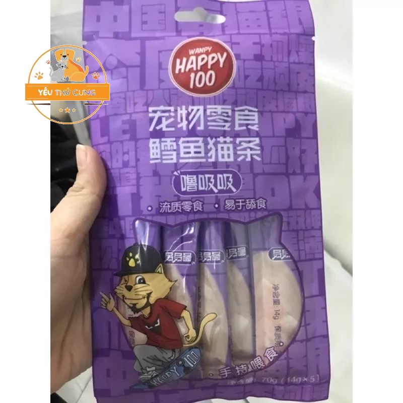 Súp thưởng Happy100 ✴️SIÊU RẺ✴️ cho mèo gói 5 thanh