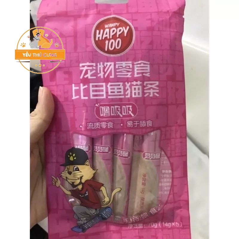 Súp thưởng Happy100 ✴️SIÊU RẺ✴️ cho mèo gói 5 thanh