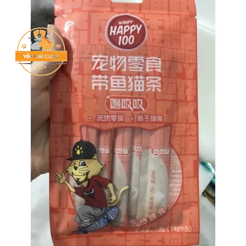 Súp thưởng Happy100 ✴️SIÊU RẺ✴️ cho mèo gói 5 thanh