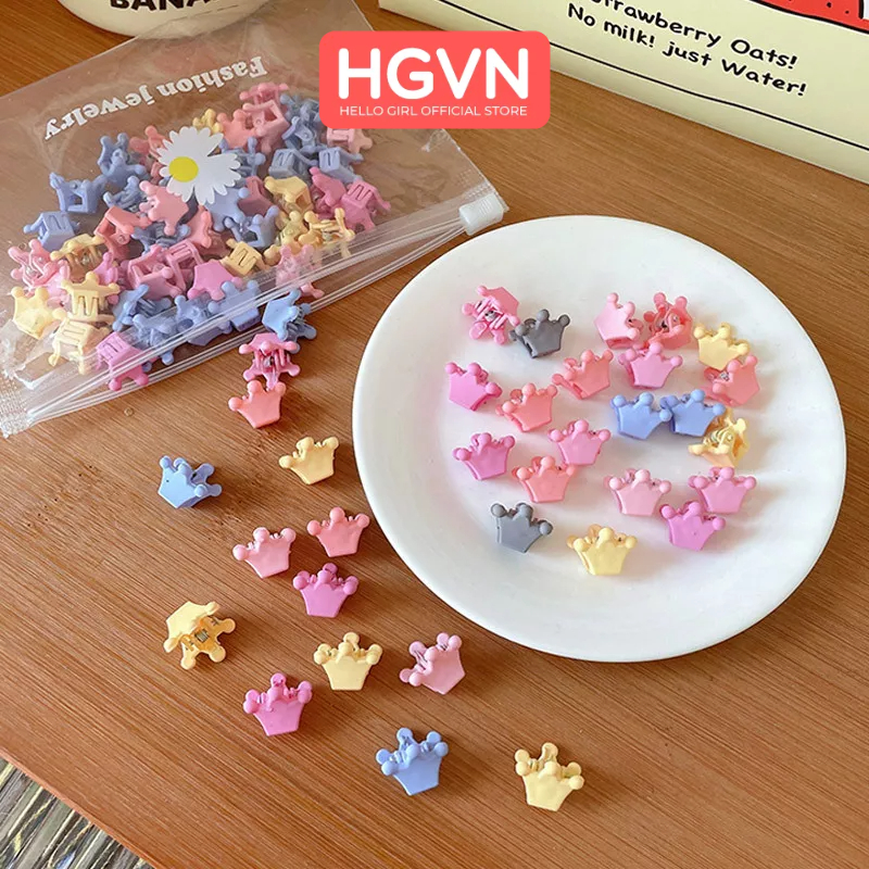 30 Cái / Túi Kẹp Toc Mini HGVN Dễ Thương Trái Tim Hoa Vương Miện Động Vật Đầy Màu Sắc Ngọt Ngào Cho Bé #75