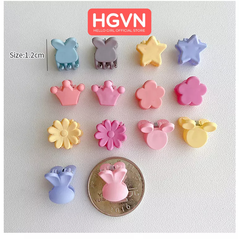 30 Cái / Túi Kẹp Toc Mini HGVN Dễ Thương Trái Tim Hoa Vương Miện Động Vật Đầy Màu Sắc Ngọt Ngào Cho Bé #75