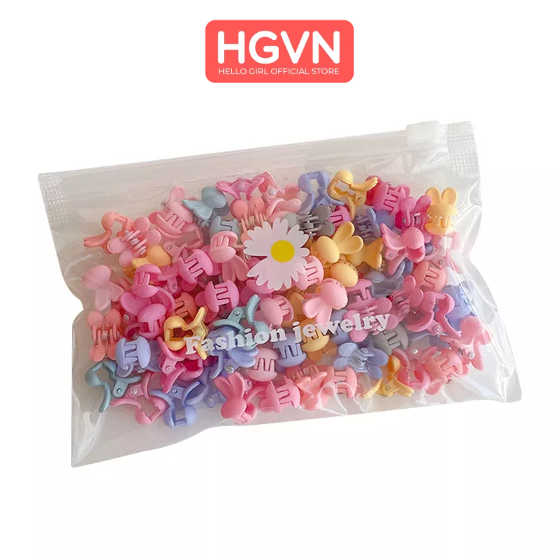 30 Cái / Túi Kẹp Toc Mini HGVN Dễ Thương Trái Tim Hoa Vương Miện Động Vật Đầy Màu Sắc Ngọt Ngào Cho Bé #75