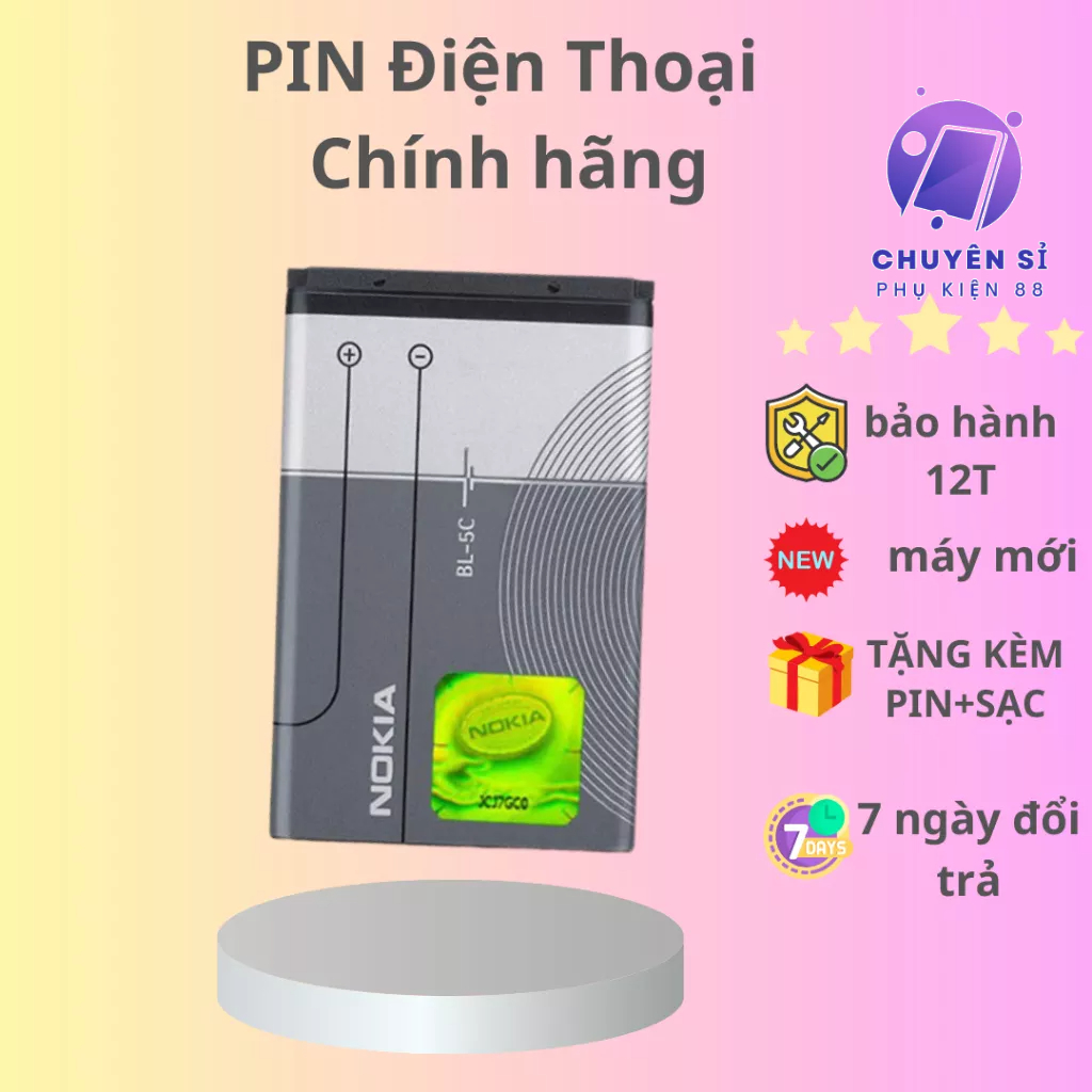 Pin Nokia BL- 5C ,BL- 4C Zin Máy ,dùng cho các dòng máy đời thấp bàn phím