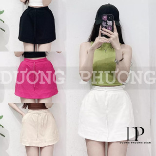 Chân váy chữ A nữ chất liệu thun co giãn, chân váy thun nữ lưng dây rút có quần trong duongphuongjean - CV008