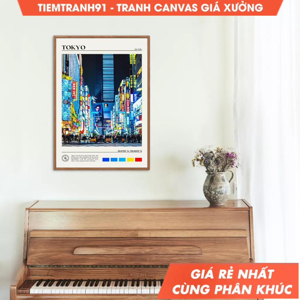Tranh treo tường, Oil Paint, Tokyo Wall Art, Tokyo Poster, Tokyo Photo, Tokyo Wall Decor, Japan Post