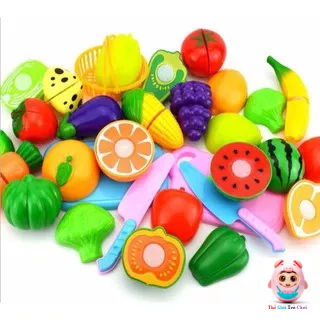 Đồ chơi hoa quả rau củ nhựa cắt đôi 19 chi tiết