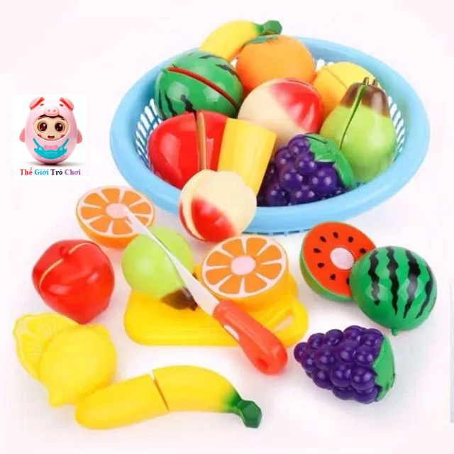 Đồ chơi hoa quả rau củ nhựa cắt đôi 19 chi tiết