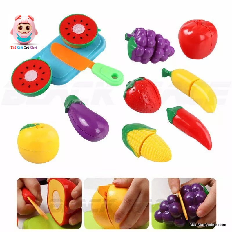 Đồ chơi hoa quả rau củ nhựa cắt đôi 19 chi tiết