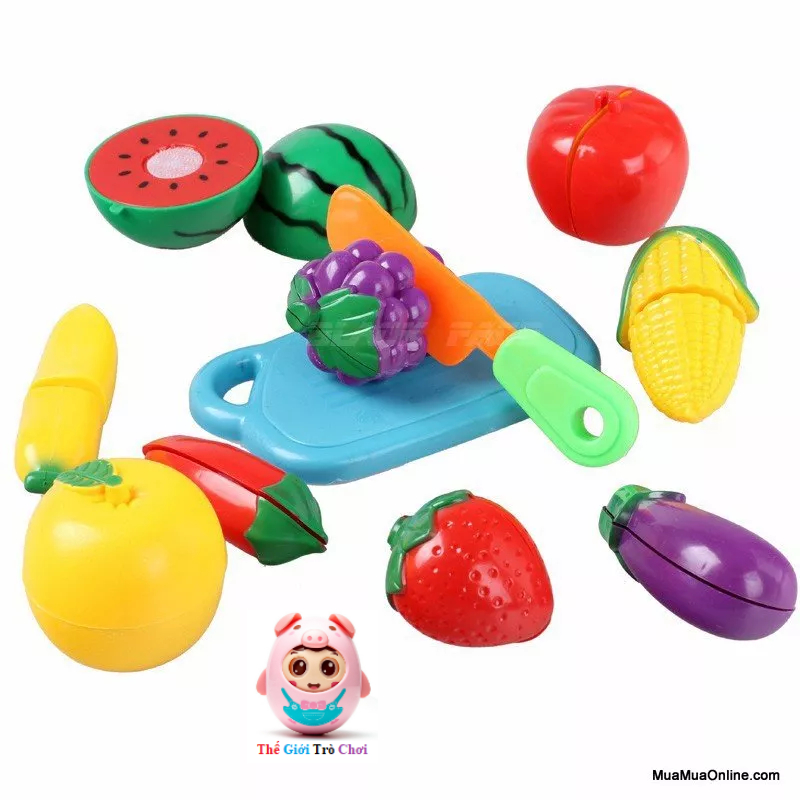 Đồ chơi hoa quả rau củ nhựa cắt đôi 19 chi tiết