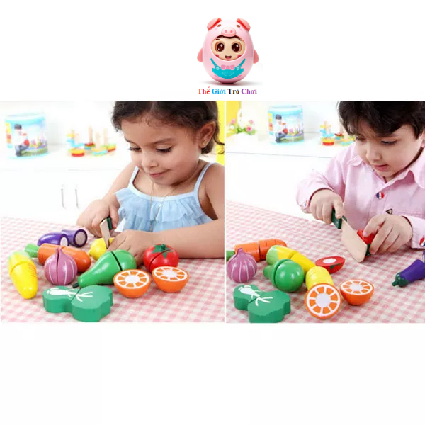 Đồ chơi hoa quả rau củ nhựa cắt đôi 19 chi tiết
