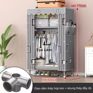 Tủ Quần Áo Vải, Tủ Vải Khung Thép Titan Cao Cấp 1 Buồng 80cm Chốt Kim Loại Tuổi Thọ 8-10 Năm