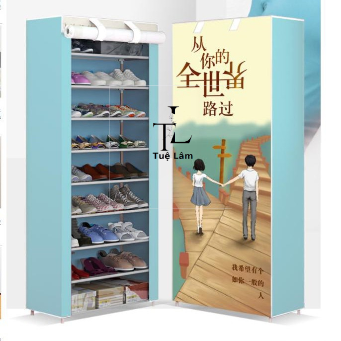 Tủ Vải Để Giầy Tủ Giầy Vải 8 Tầng 7 Ngăn Khung Thép Đa Năng