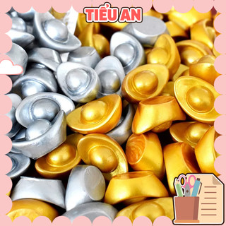 Charm slime/ dụng cụ charm trang trí mô hình thỏi vàng & bạc may mắn - giá 1 thỏi