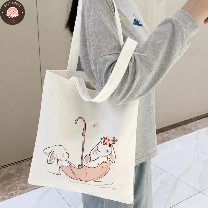 Túi tote 31x34 đeo vai hoạ tiết dễ thương 6 mẫu