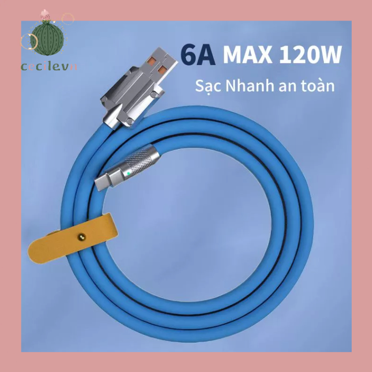 Dây Cáp Sạc Nhanh 120W 6A Bằng Hợp Kim Kẽm Và Silicon Cho Type C-CE