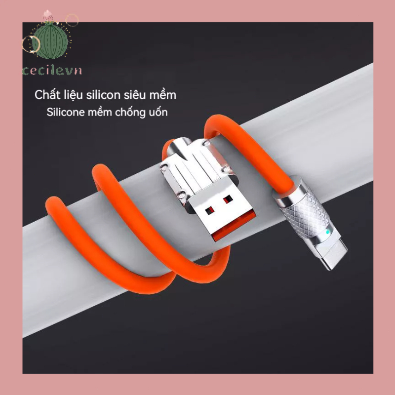Dây Cáp Sạc Nhanh 120W 6A Bằng Hợp Kim Kẽm Và Silicon Cho Type C-CE