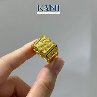 Nhẫn nam chữ phước mạ vàng Kami