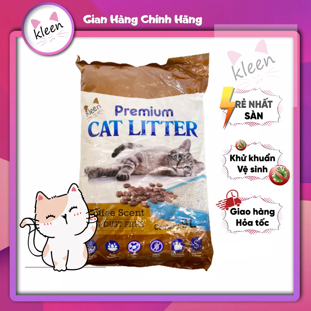 Cát Vệ Sinh Cho Mèo 9l, Cát Mèo Vệ Sinh Khử Mùi Diệt Khuẩn Premium Cat Litter Kleen - CM01