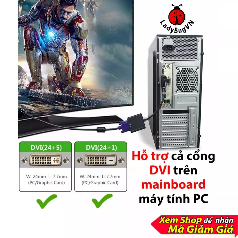 Dây dvi 24+1 ra vga dvi ra vga adapter dvi sang vga dây chuyển dvi vga, dây dvi ra vga, dây cáp dvi vga 1080p full hd