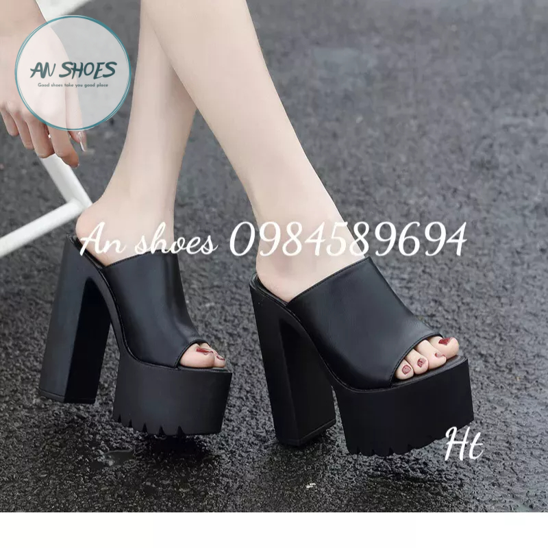 ☘️ AN SHOES☘️ Guốc cô dâu  quai bản da mềm, đế vuông 14cm, đế trước 6cm. hàng có sẵn.