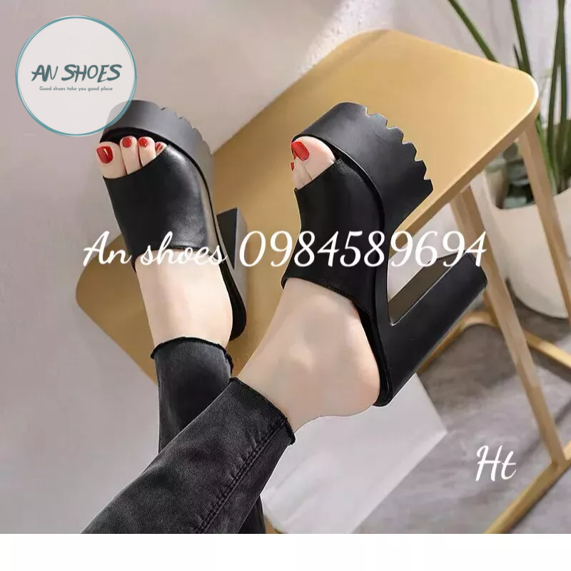 ☘️ AN SHOES☘️ Guốc cô dâu  quai bản da mềm, đế vuông 14cm, đế trước 6cm. hàng có sẵn.