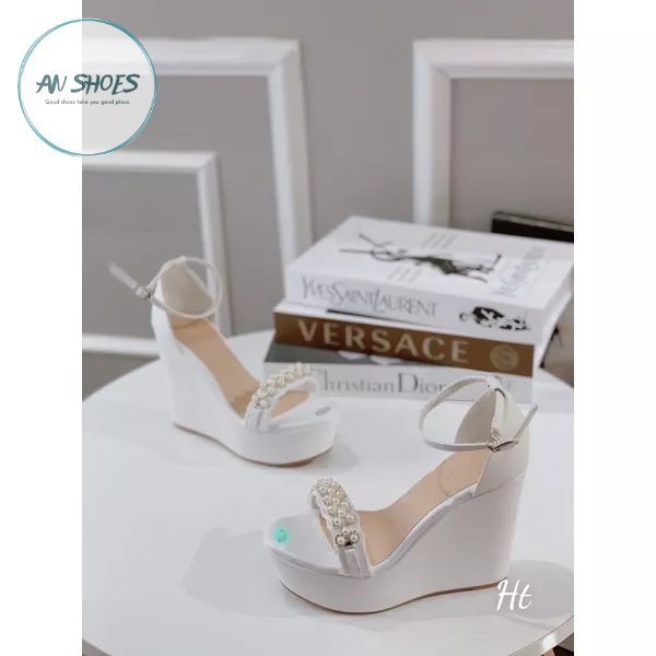 ❄️ Sandal xuồng cô dâu gắn hạt trai gót  9cm và 12cm