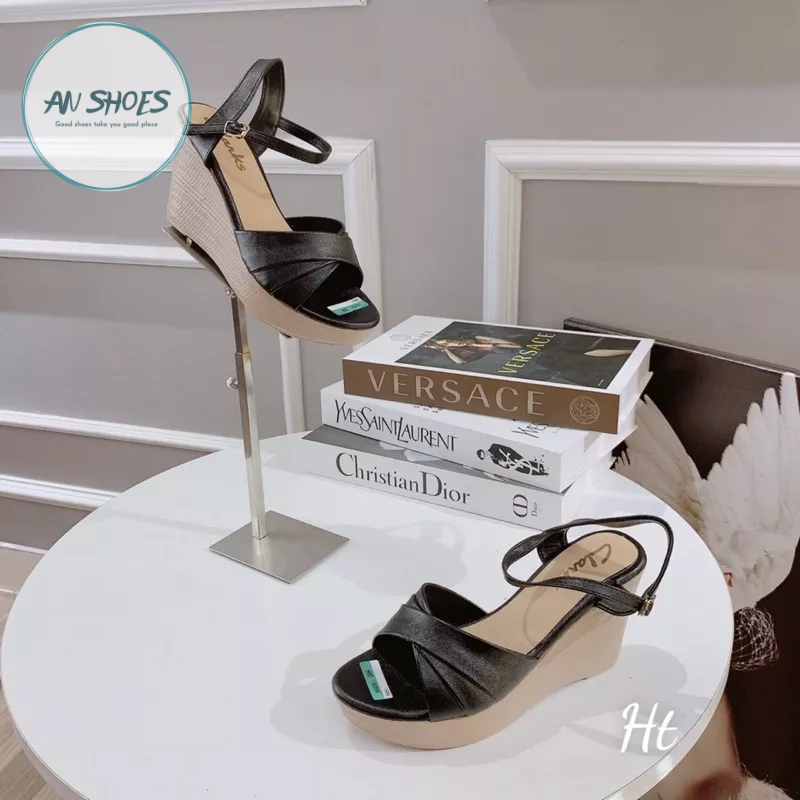 ❄️ Sandal xuồng quai xếp ly cô dâu đế cao 9cm