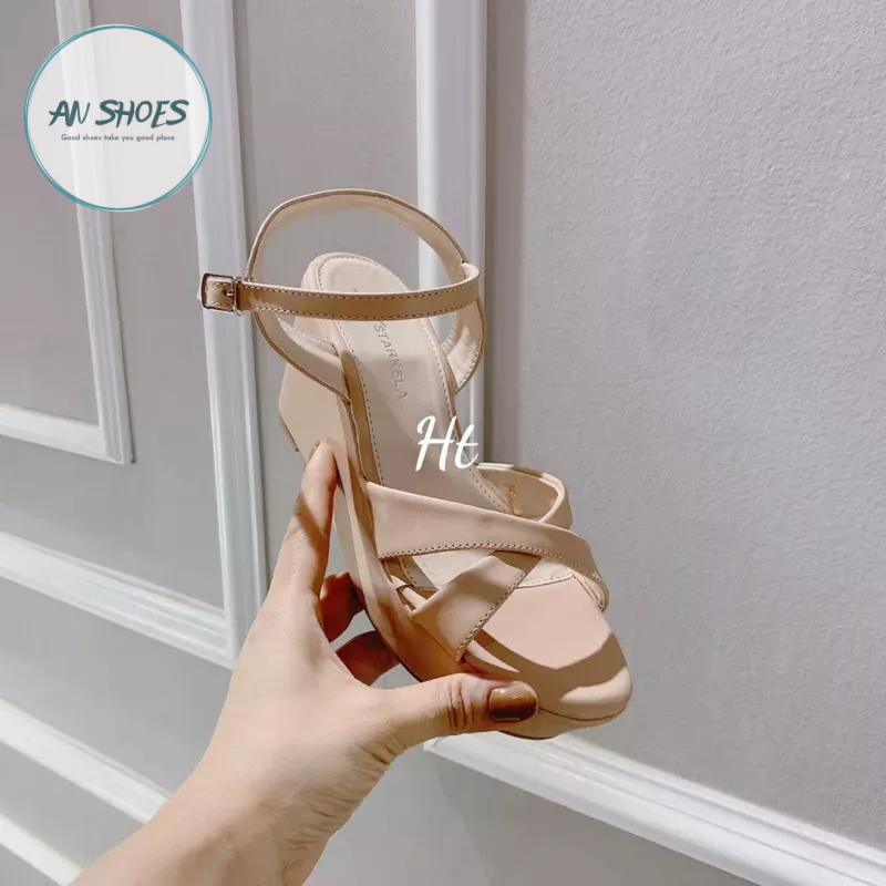 ☘️ AN SHOES☘️ Sangdal xuồng quai chéo gót cao 9cm. hàng có sẵn