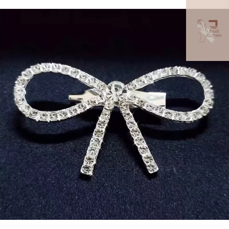 Nơ đá cài áo váy đầm, ghim cài áo hình nơ đính đá