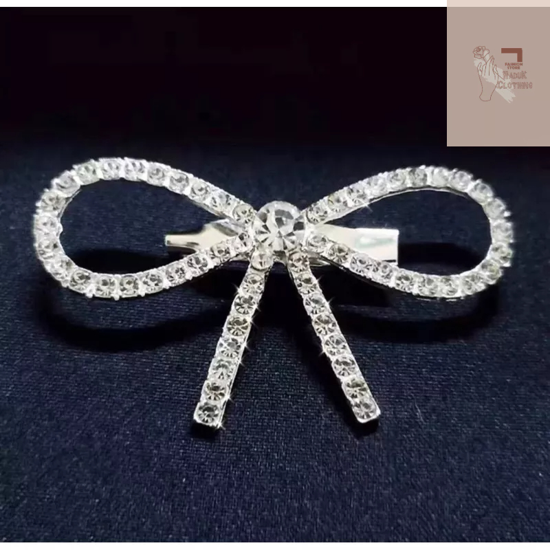 Nơ đá cài áo váy đầm, ghim cài áo hình nơ đính đá