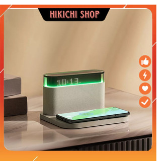 Đồng hồ đèn led kết hợp loa và sạc không dây, Đồng hồ báo thức thay đổi đèn led kèm sạc không dây