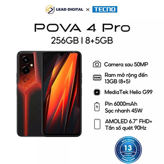 Điện thoại Gaming Tecno POVA 4 PRO 8GB/256GB - Media Tek G99 | 6000 mAh | Sạc nhanh 45W - Bảo hành 13 Tháng