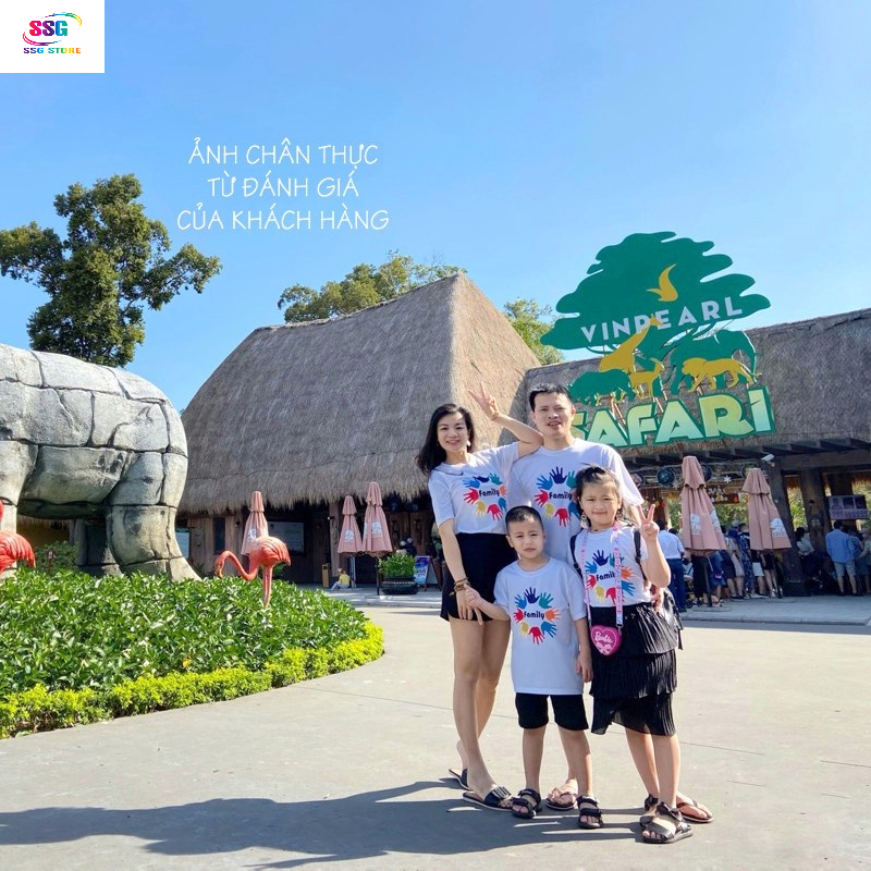 Áo gia đình Family đồng phục gia đình 3/4/5 người áo thun cotton mềm mịn màu trắng mặt thoáng mát không xù lông