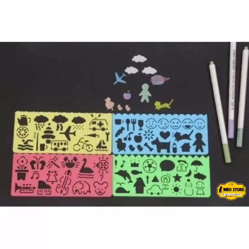Thước kẻ in hình cho bé tập vẽ ( Bộ 4 cái )