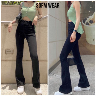 Quần Jean Ống Loe Đen LD01 Nữ Dài Sofm Wear Cạp Cao