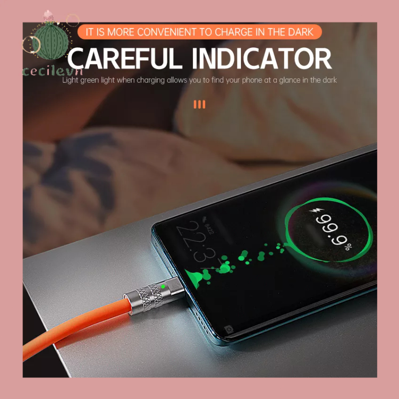 6A Dây Cáp Sạc Nhanh  Bằng Hợp Kim Kẽm Và Silicon Cho Type C-CE