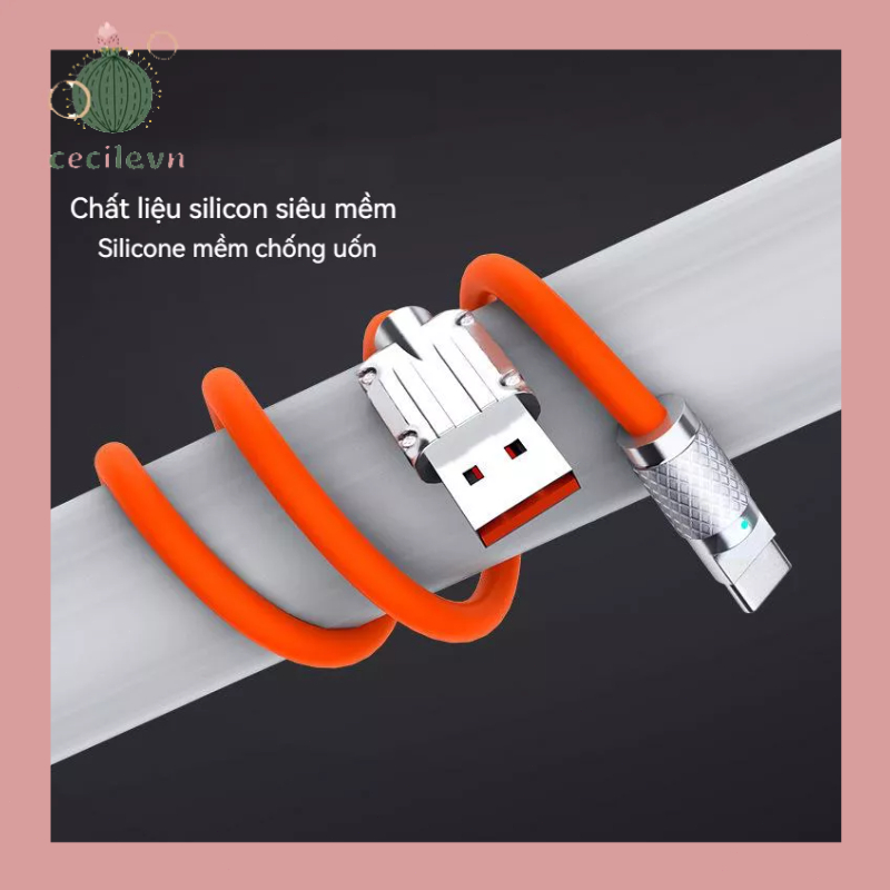 6A Dây Cáp Sạc Nhanh  Bằng Hợp Kim Kẽm Và Silicon Cho Type C-CE