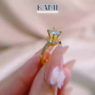 Nhẫn tròn hột cao gắn đá cz nhân tạo siêu sáng Kami trang sức cao cấp NG27