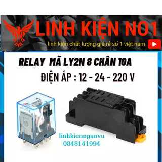 Relay trung gian ly2n 10a 12 - 220v 8 chân, relay 10a 8 chân, rơ le 220v10a 8 chân. rơ le 220v, relay trung gian