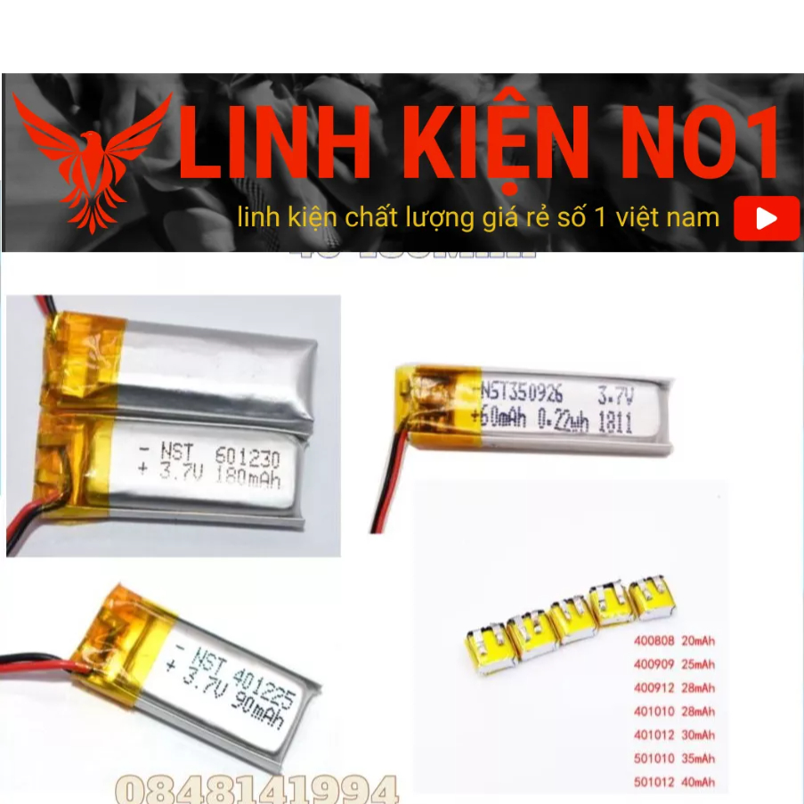 Pin Li-Po Lithium 3.7V Dung Lương Từ 40-15000mAh