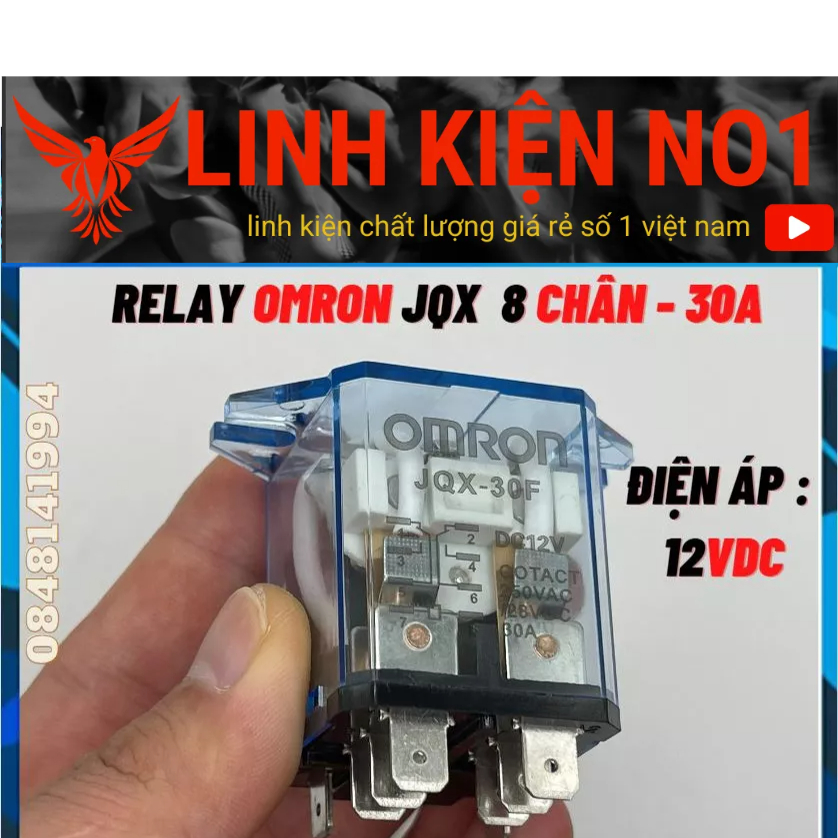 Relay Kính Om-ro JQX 12-24-220V 8 chân 30A