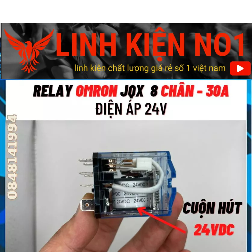 Relay Kính Om-ro JQX 12-24-220V 8 chân 30A