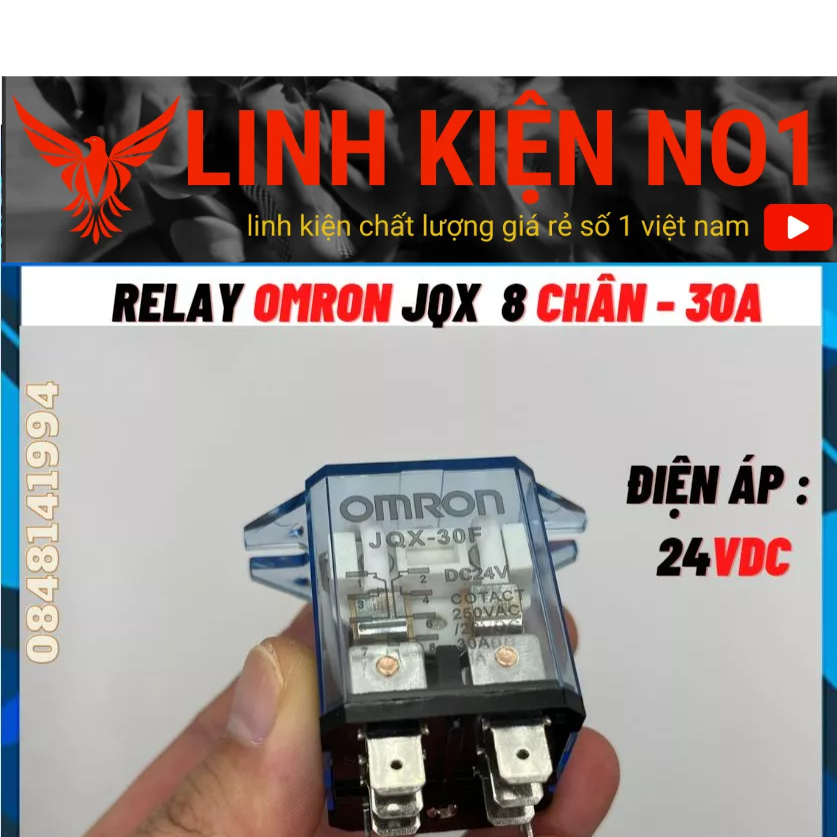 Relay Kính Om-ro JQX 12-24-220V 8 chân 30A